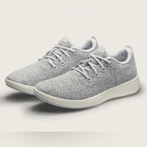 Allbirds Women Wool Runner Mizzle Water Repellent Light Gray, White Sneaker Sz 9